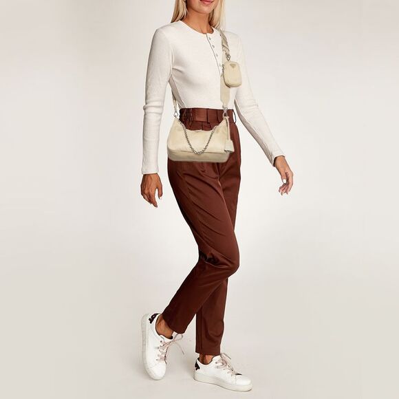 Prada Re-Edition 2005 Beige Re-Nylon And Saffiano Leather Shoulder Bag - Picture 2 of 7